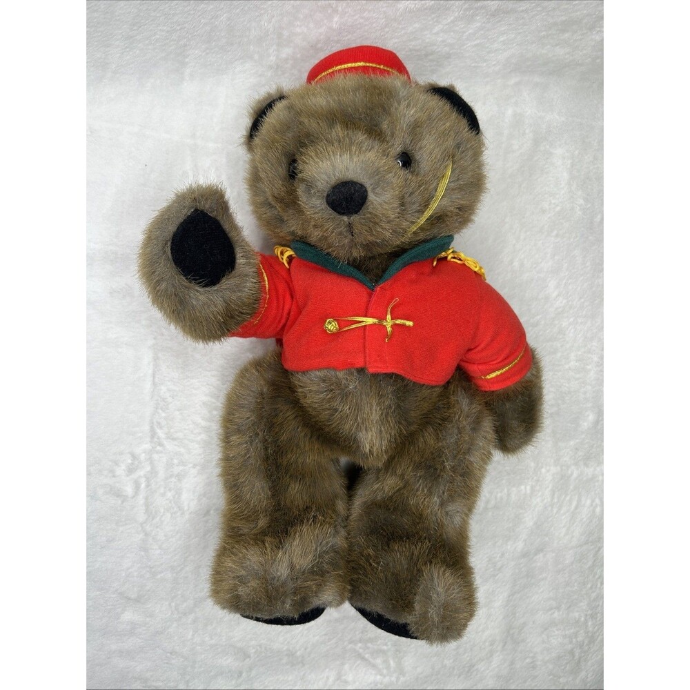 Vtg 1990 Dakin Bear Bell Hop Plush Phillip Parade 15” Jointed Legs Red Uniform